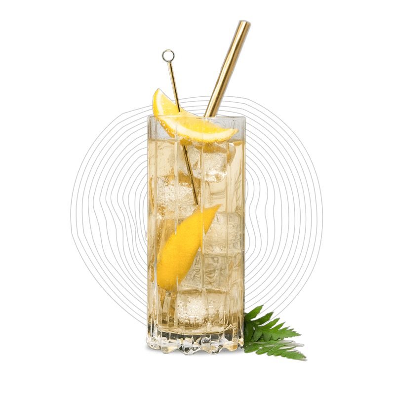 The Forager and Tonic cocktail with lemon wedges